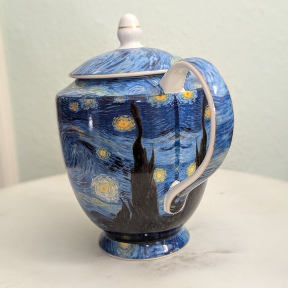 Starry Night Van Gogh  Grace Teaware Fine Porcelain Blue Teapot w/ Lid New - Picture 2 of 6